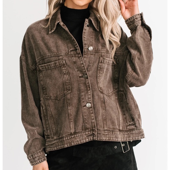 NanaMacs Jackets & Blazers - NanaMacs Dark Brown Jean Jacket